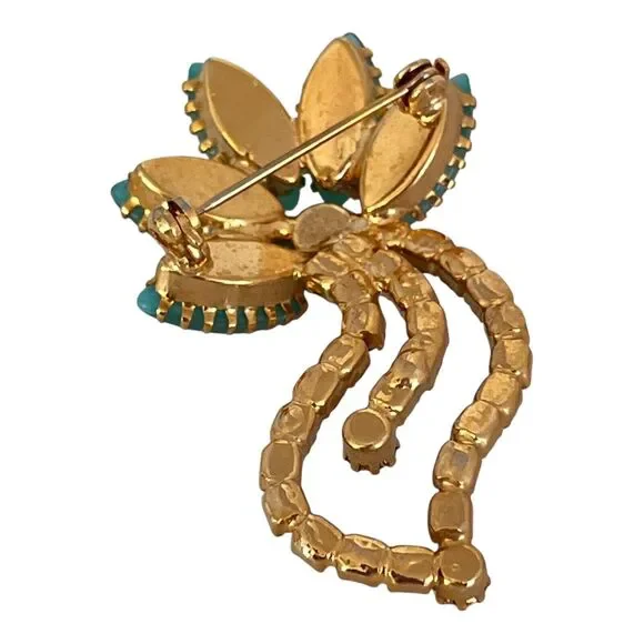 Vintage Brooch & Earrings Set Rhinestones Blue Demi-Parure MCM 9B